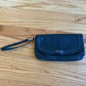 Coach wristlet clutch black leather